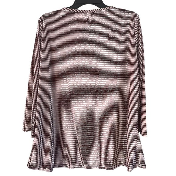 Jones New York Women's Striped Velvet Top‎ Long Sleeve Blouse XL Pink / Black - Picture 5 of 14